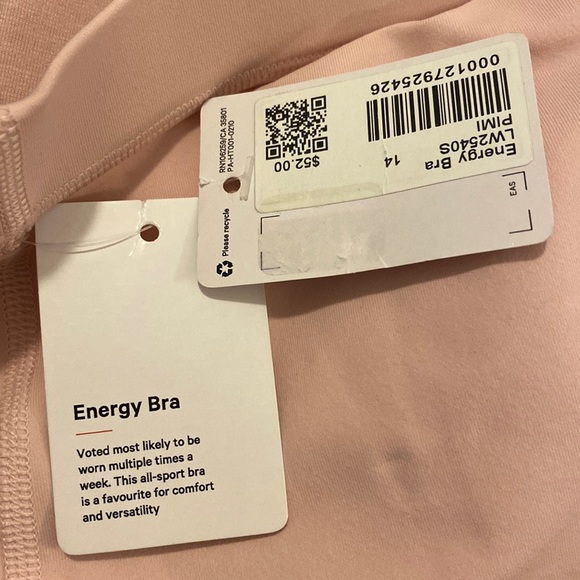 Lululemon Energy Bra, Pink Mist, Size 14 - Picture 8 of 10